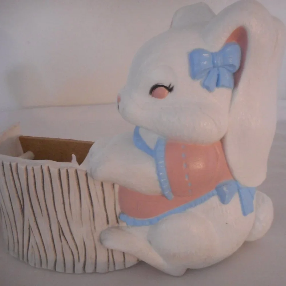 Vtg Homco Boy/Girl Easter Bunny wall decor pocket